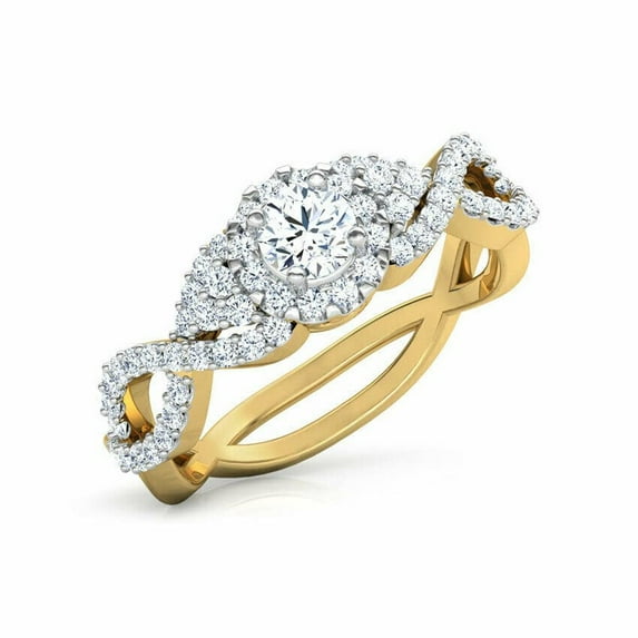 HeartsAndYou 2ct Engagement Ring for Women Round Cut Moissanite Halo Infinity Design 18k Yellow Gold over Silver