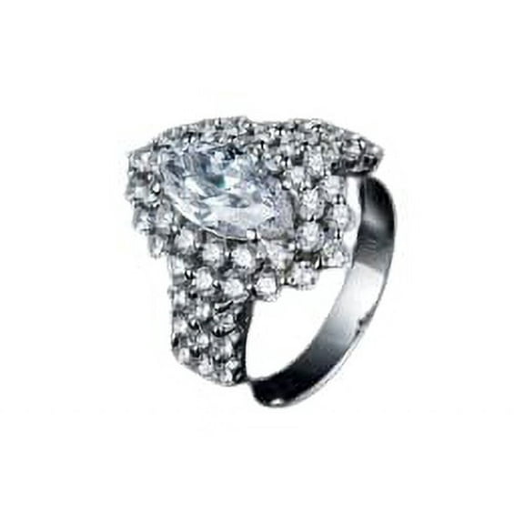 HeartsAndYou 2ct Marquise Cut Moissanite Engagement Ring for Women 18k White Gold over Silver Double Halo