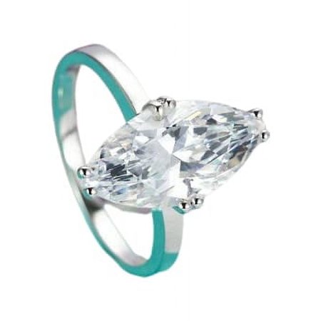 HeartsAndYou 2ct Marquise Cut Moissanite Solitaire Engagement Propose Ring Sterling Silver White Gold Plated