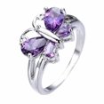 thumbnail image 1 of HeartsAndYou 2ct Natural Amethyst Butterfly Design Statement Ring 100% 14k SOLID White Gold, 1 of 9