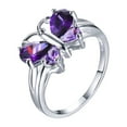 thumbnail image 1 of HeartsAndYou 2ct Natural Amethyst Engagement Ring 100% 14k SOLID White Gold Butterfly Design, 1 of 9