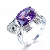 HeartsAndYou 2ct Natural Amethyst Engagement Ring 100% 14k SOLID White Gold Elephant Design