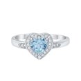 thumbnail image 1 of HeartsAndYou 2ct Natural Aquamarine & Diamond Engage Ring Milgrain Halo 14k SOLID White Gold, 1 of 9
