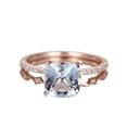 thumbnail image 1 of HeartsAndYou 2ct Natural Blue Aquamarine Bridal Set Engagement Ring 100% 14k SOLID Rose Gold, 1 of 9