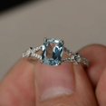 thumbnail image 1 of HeartsAndYou 2ct Natural Blue Aquamarine Engagement Ring 14k SOLID White Gold Split Shank, 1 of 8