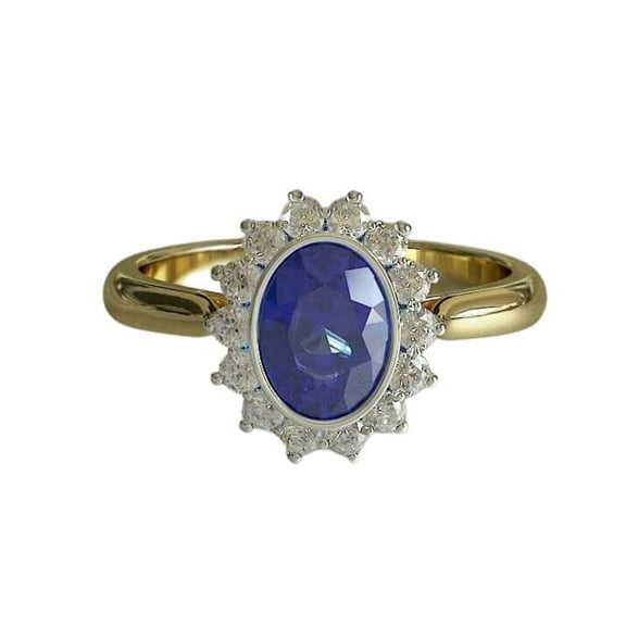 HeartsAndYou 2ct Natural Blue Sapphire & Diamond Ring Halo 100% REAL 14k SOLID Yellow Gold
