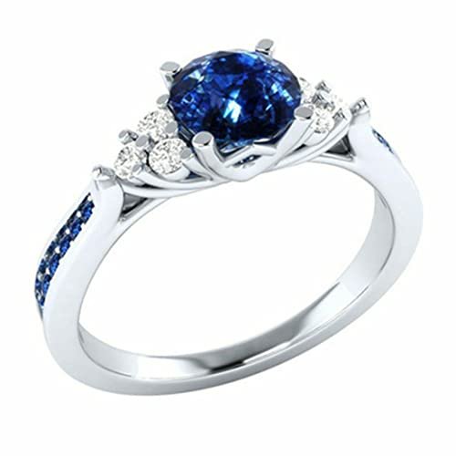 HeartsAndYou 2ct Natural Blue Sapphire Engagement Ring 14k SOLID White Gold Solitaire Women