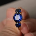 thumbnail image 1 of HeartsAndYou 2ct Natural Blue Sapphire Engagement Ring 14k SOLID Yellow Gold Unique Trilogy, 1 of 8