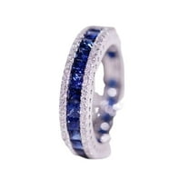 HeartsAndYou 2ct Natural Blue Sapphire Eternity Wedding Band 100% 14k SOLID White Gold