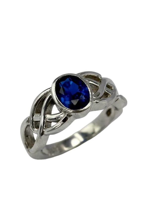 2ct Natural Blue Sapphire Ring Celtic Double Knot 100% REAL 14k SOLID White Gold