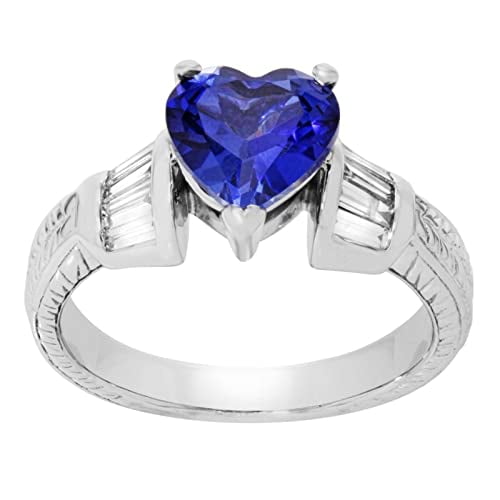 HeartsAndYou 2ct Natural Blue Sapphire Stylish Engagement Ring 100% 14k SOLID White Gold