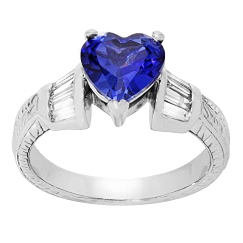 HeartsAndYou 2ct Natural Blue Sapphire Stylish Engagement Ring 100% 14k SOLID White Gold