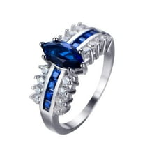 HeartsAndYou 2ct Natural Blue Sapphire Stylish Engagement Ring 14k SOLID White Gold Women