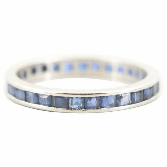 HeartsAndYou 2ct Natural Blue Sapphire Wedding Band Full Eternity 100% 14k SOLID White Gold