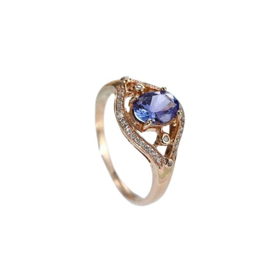 HeartsAndYou 2ct Natural Blue Tanzanite Engagement Ring 14k SOLID Rose Gold Accent Solitaire