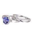 thumbnail image 1 of HeartsAndYou 2ct Natural Blue Tanzanite Halo Bridal Set Engagement Ring 14k SOLID White Gold, 1 of 9