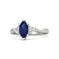 thumbnail image 1 of HeartsAndYou 2ct Natural Blue Tanzanite Trilogy Ring 14k SOLID White Gold Trillion Accent, 1 of 9