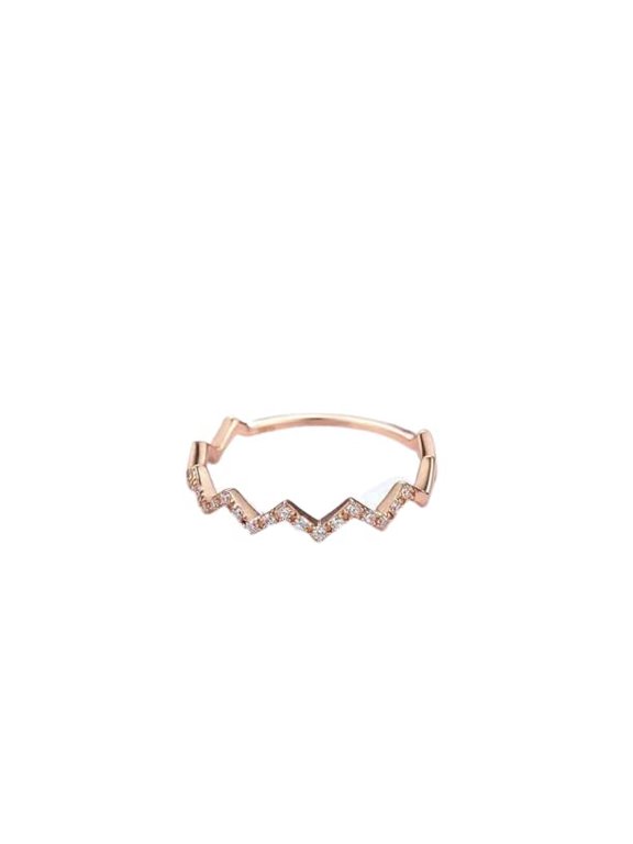 2ct Natural Citrine & Diamond Zig Zag Petite Stackable Band 14k Solid Rose Gold