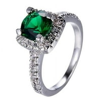 HeartsAndYou 2ct Natural Emerald Halo Solitaire Engagement Ring 100% 14k SOLID White Gold