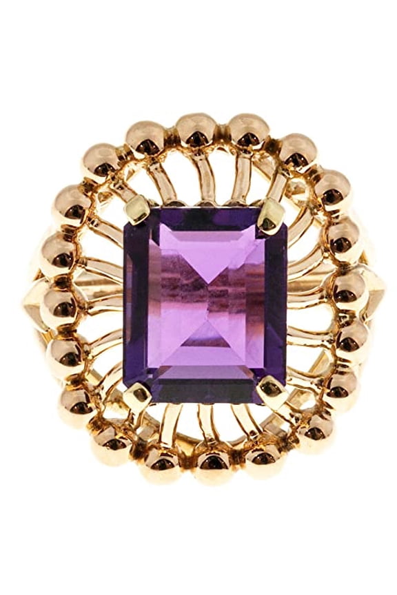 2ct Natural Emerald Purple Amethyst Ring Cocktail Solitaire 14k SOLID Rose Gold