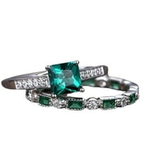 HeartsAndYou 2ct Natural Green Emerald Bridal Set Engagement Ring 100% 14k SOLID White Gold