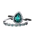 thumbnail image 1 of HeartsAndYou 2ct Natural Green Emerald Fancy Bridal Set Engagement Ring 14k SOLID White Gold, 1 of 9