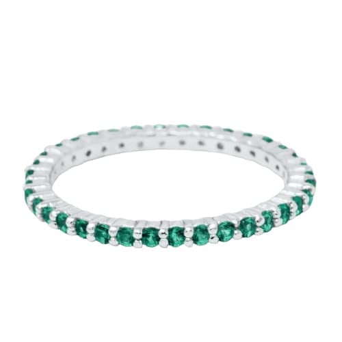 HeartsAndYou 2ct Natural Green Emerald Thin Full Eternity Wedding Band 14k SOLID White Gold