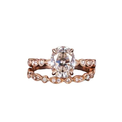 HeartsAndYou 2ct Natural Morganite & Diamond Bridal Wedding Set Ring 100% 14k SOLID Rose Gold
