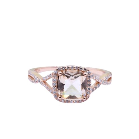 HeartsAndYou 2ct Natural Morganite & Diamond Engage Ring Split Shank Halo 14k SOLID Rose Gold