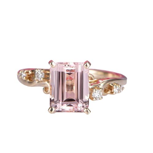 HeartsAndYou 2ct Natural Morganite & Diamond Ring Accents 100% REAL 14k SOLID Yellow Gold