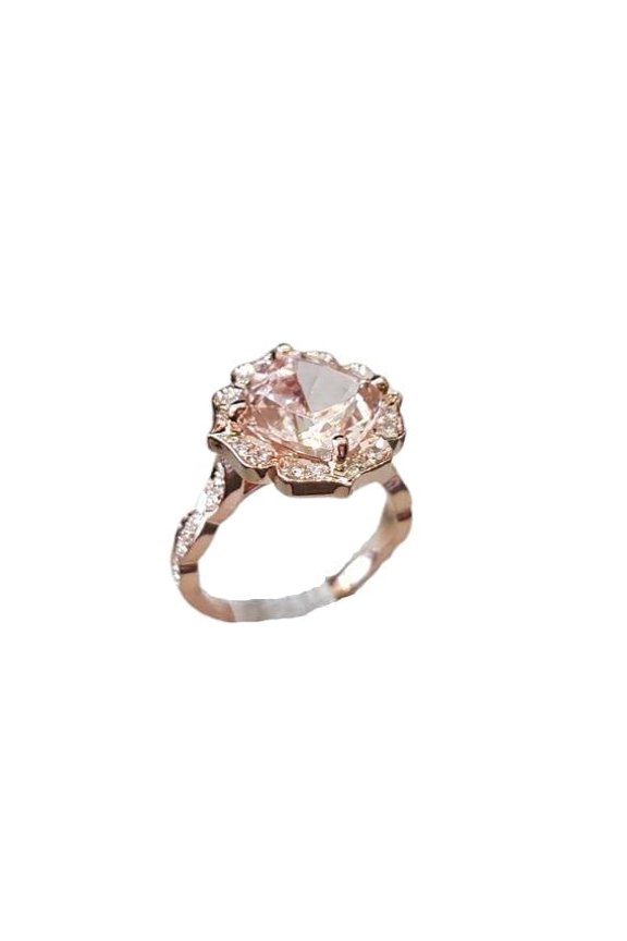 2ct Natural Peach Morganite Solitaire Engagement Ring 100% 14k SOLID Rose Gold