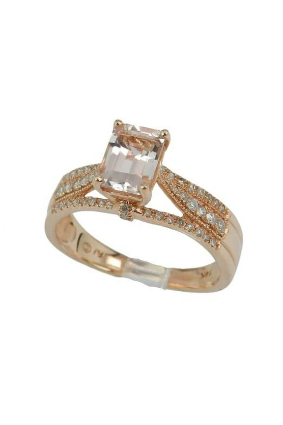 2ct Natural Peach Morganite Unique Split Band Birthday Ring 14k SOLID Rose Gold