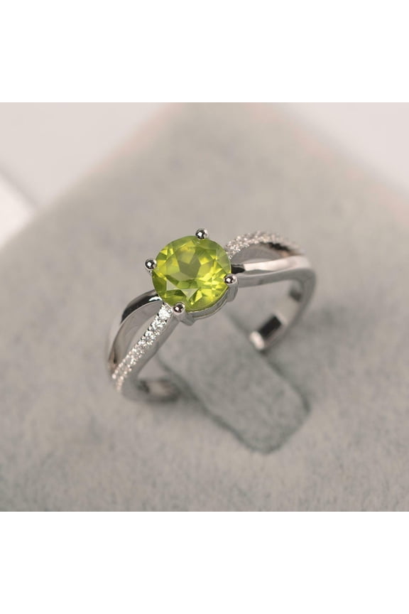 2ct Natural Peridot Diamond Engage Ring Infinity Split Band 14k SOLID White Gold