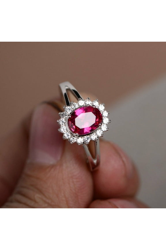 2ct Natural Pink Ruby Engagement Ring 100% 14k SOLID White Gold Halo Split Shank