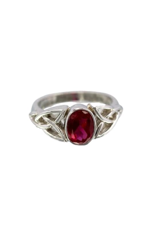 2ct Natural Pink Ruby Engagement Ring Celtic Trinity Knot 14k SOLID White Gold