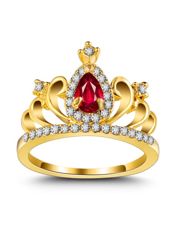 2ct Natural Pink Ruby Ring 100% 14k SOLID Yellow Gold Halo Crown Solitaire