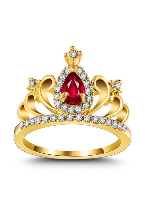 2ct Natural Pink Ruby Ring 100% 14k SOLID Yellow Gold Halo Crown Solitaire