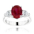 thumbnail image 1 of HeartsAndYou 2ct Natural Pink Ruby Trilogy Engagement Ring 14k SOLID White Gold Pear Accent, 1 of 9