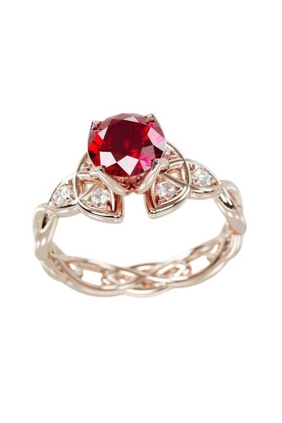 2ct Natural Pink Ruby Trinity Knot Celtic Engagement Ring 14k SOLID Rose Gold
