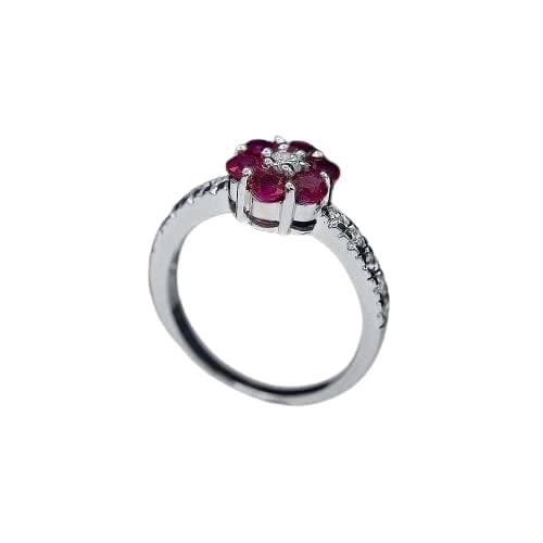HeartsAndYou 2ct Natural Pink Ruby Engagement Ring 14k SOLID White Gold Elegant Floral