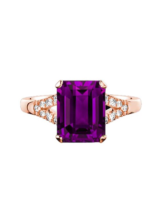 2ct Natural Purple Amethyst Split Band Engagement Ring 100% 14k SOLID Rose Gold