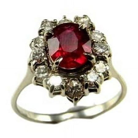 HeartsAndYou 2ct Natural Red Ruby & Diamond Halo Solitaire Ring 100% 14k SOLID White Gold