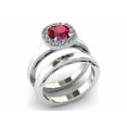 thumbnail image 1 of HeartsAndYou 2ct Natural Ruby & Diamond Engagement Ring Halo Bridal Set 14k SOLID White Gold, 1 of 9