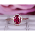 thumbnail image 1 of HeartsAndYou 2ct Natural Ruby & Diamond Floral Halo Solitaire Ring 100% 14k SOLID Rose Gold, 1 of 7