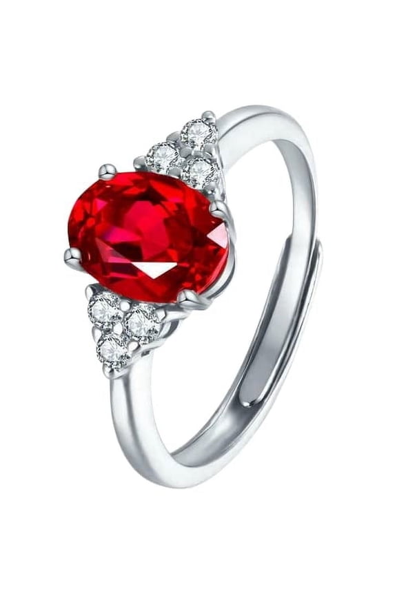 2ct Natural Ruby Natural Petite Accents Solitaire Ring 100% 14k SOLID White Gold