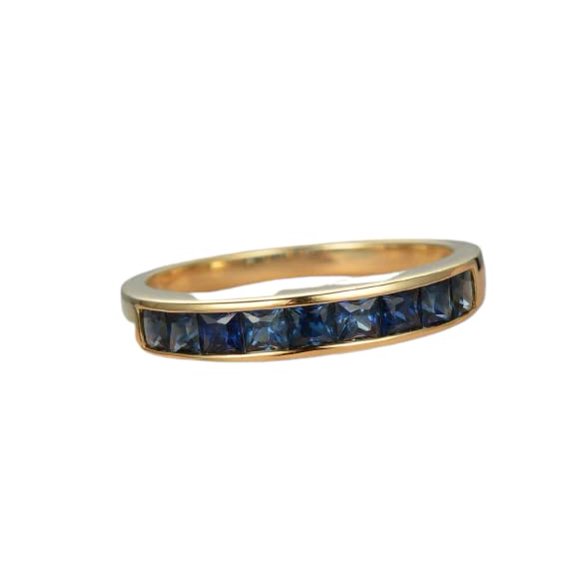 HeartsAndYou 2ct Natural Sapphire Channel Set Half Eternity Band 100% 14k SOLID Yellow Gold
