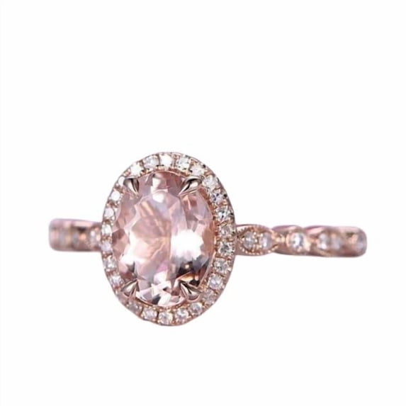 HeartsAndYou 2ct Natural Sapphire Diamond Engage Ring Flower Leaf Design 14k SOLID Rose Gold