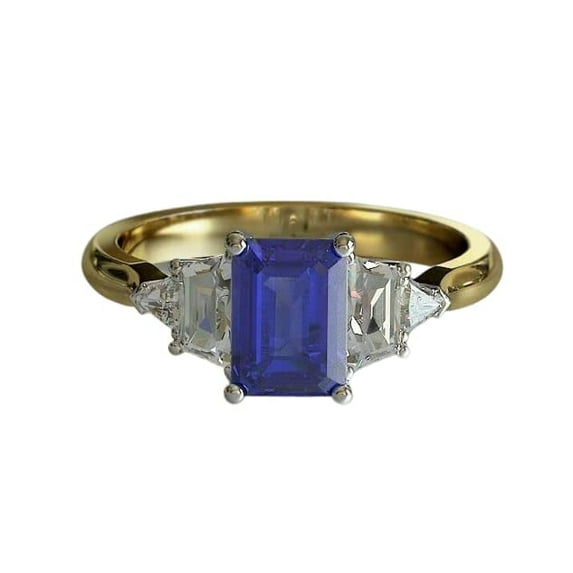 HeartsAndYou 2ct Natural Sapphire & Diamond Engagement Ring Solitaire 14k SOLID Yellow Gold
