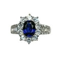 thumbnail image 1 of HeartsAndYou 2ct Natural Sapphire Diamond Floral Halo Baguette Accent Ring 14k REAL Rose Gold, 1 of 9