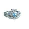thumbnail image 1 of HeartsAndYou 2ct Natural Topaz & Diamond Engage Ring Claddagh Bridal Set 14k SOLID White Gold, 1 of 9